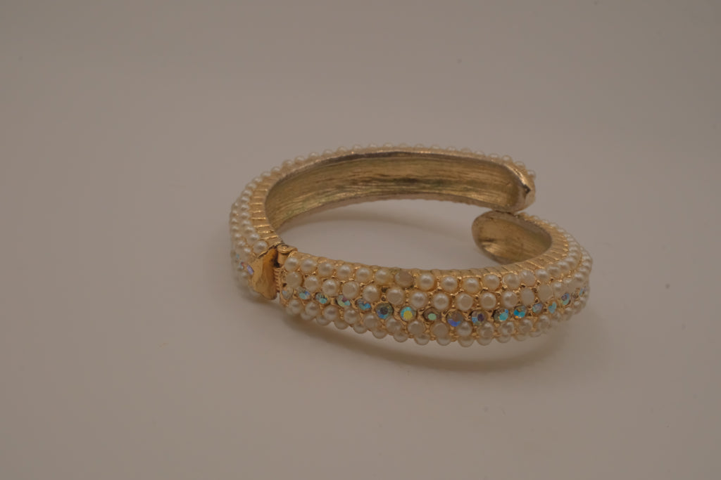 Vintage bypass hinged clamper bangle bracelet