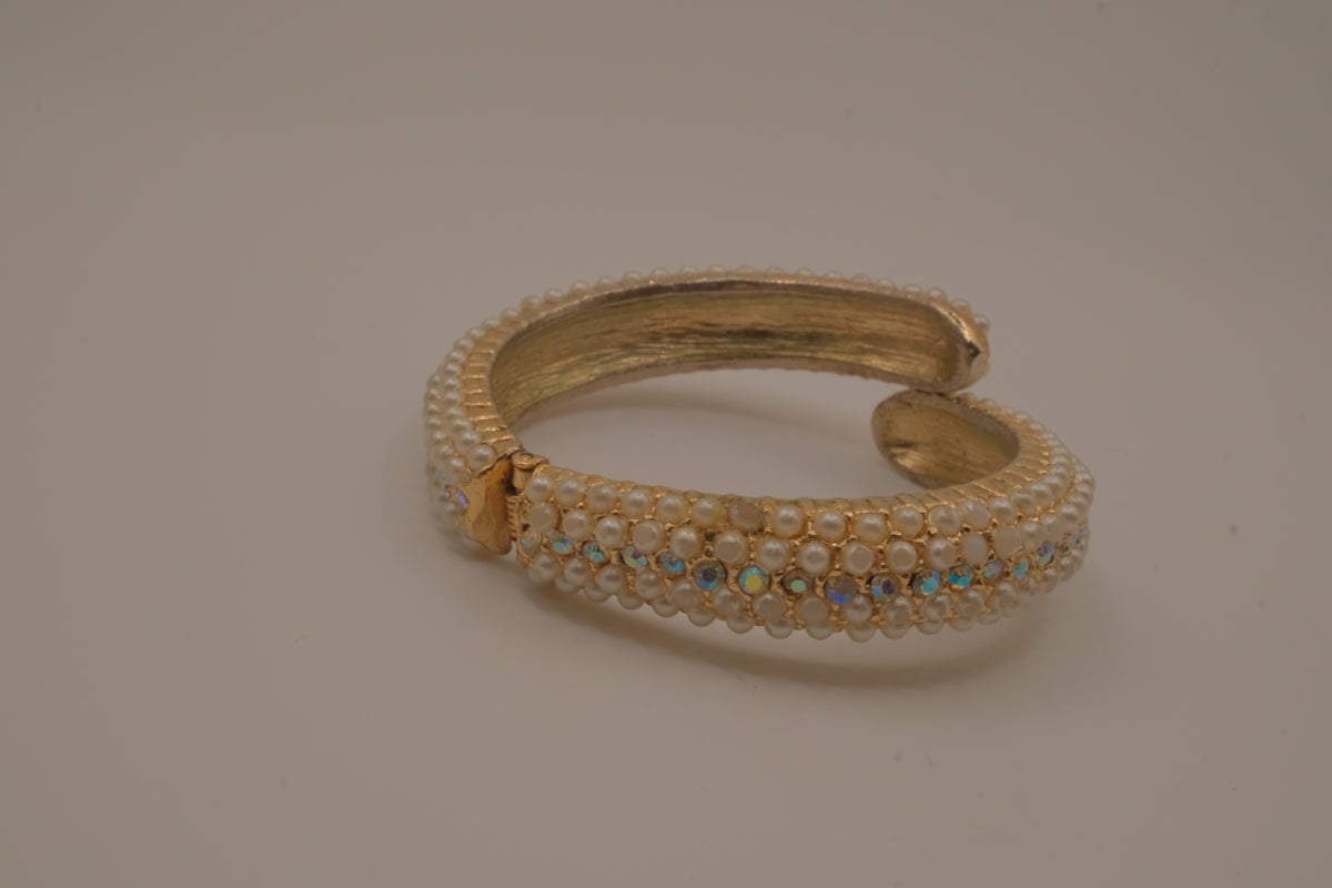 Vintage bypass hinged clamper bangle bracelet