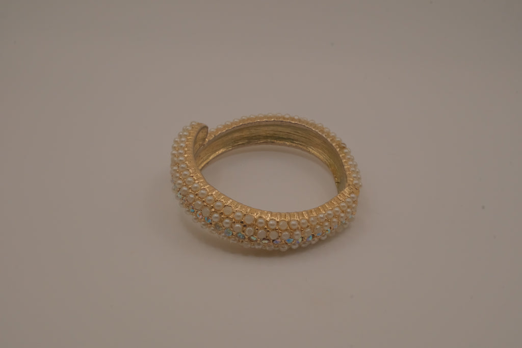 Vintage bypass hinged clamper bangle bracelet