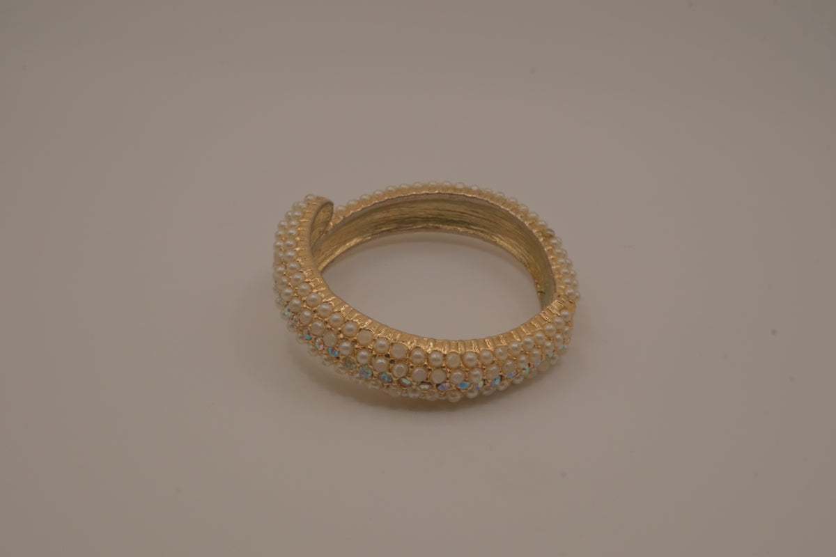 Vintage bypass hinged clamper bangle bracelet