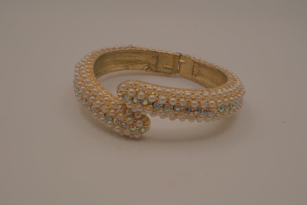 Vintage bypass hinged clamper bangle bracelet