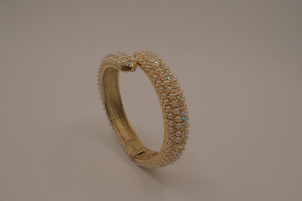 Vintage bypass hinged clamper bangle bracelet