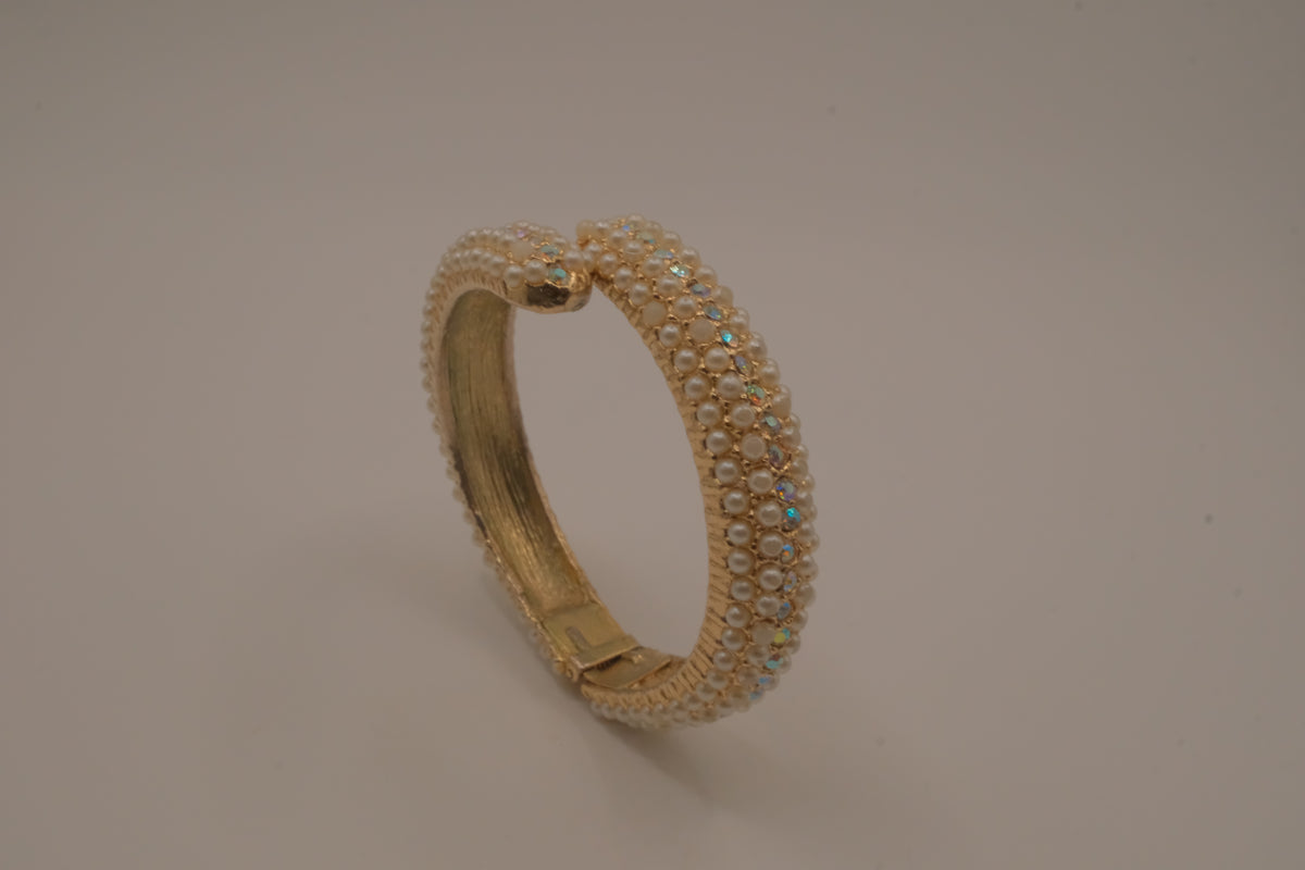 Vintage bypass hinged clamper bangle bracelet