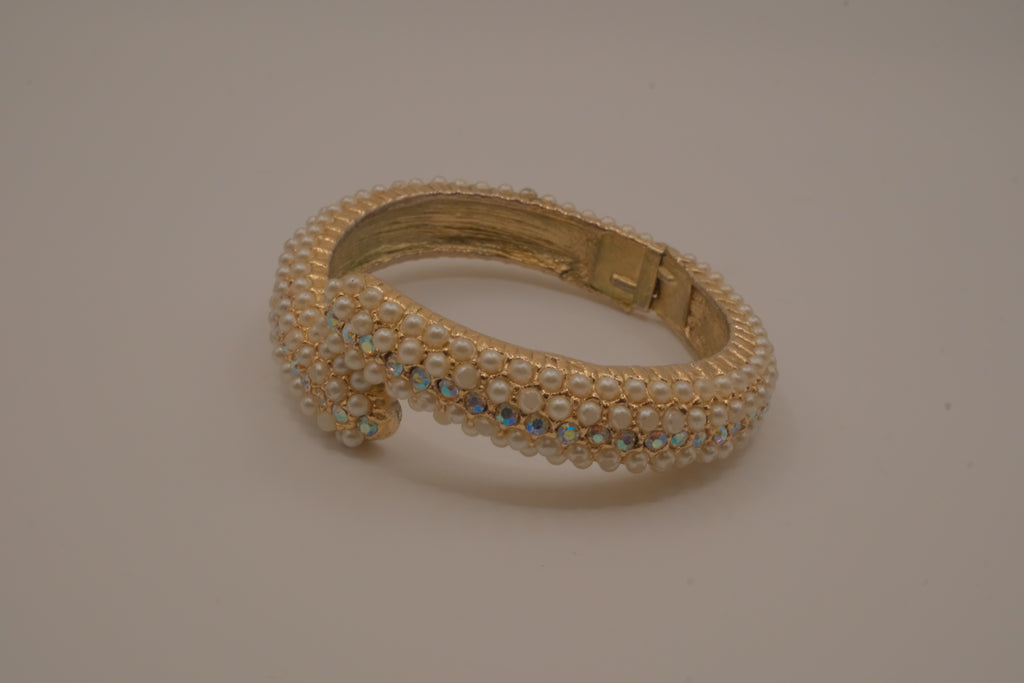 Vintage bypass hinged clamper bangle bracelet