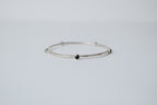 Silver Black Enamel Stone Bangle