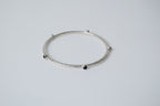 Silver Black Enamel Stone Bangle