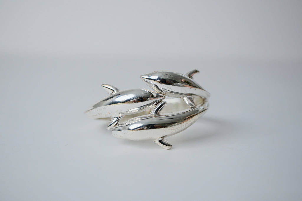 Vintage Sterling Silver Dolphin Wrap Bracelet