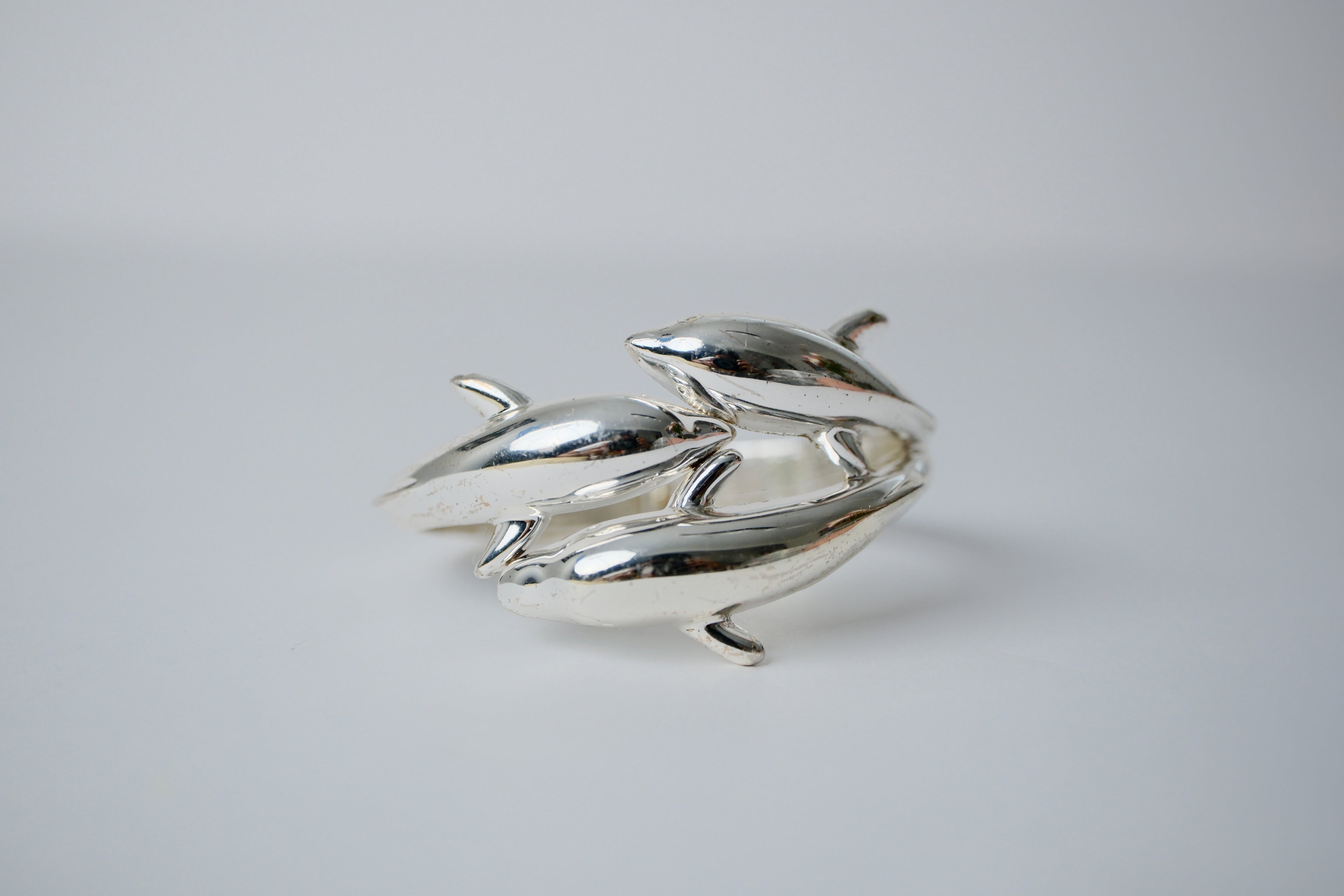 Vintage Sterling Silver Dolphin Wrap Bracelet