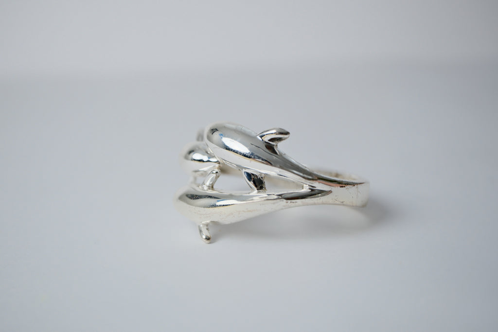 Vintage Sterling Silver Dolphin Wrap Bracelet