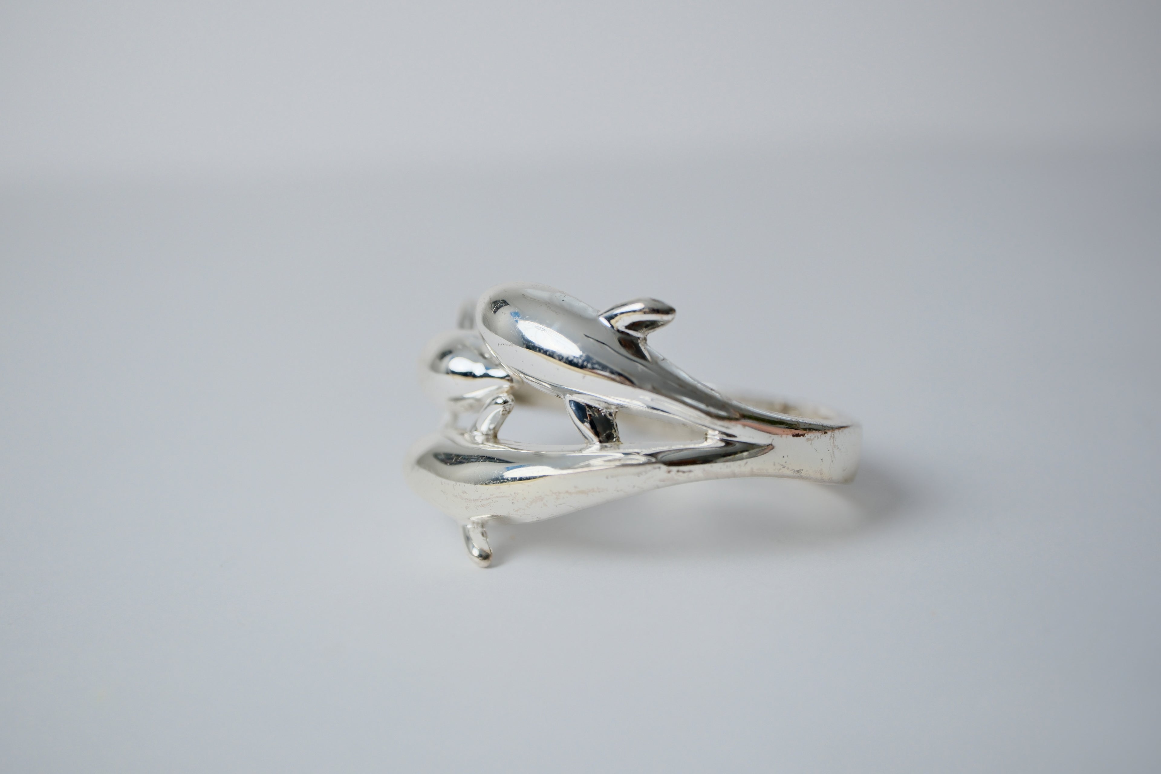 Vintage Sterling Silver Dolphin Wrap Bracelet