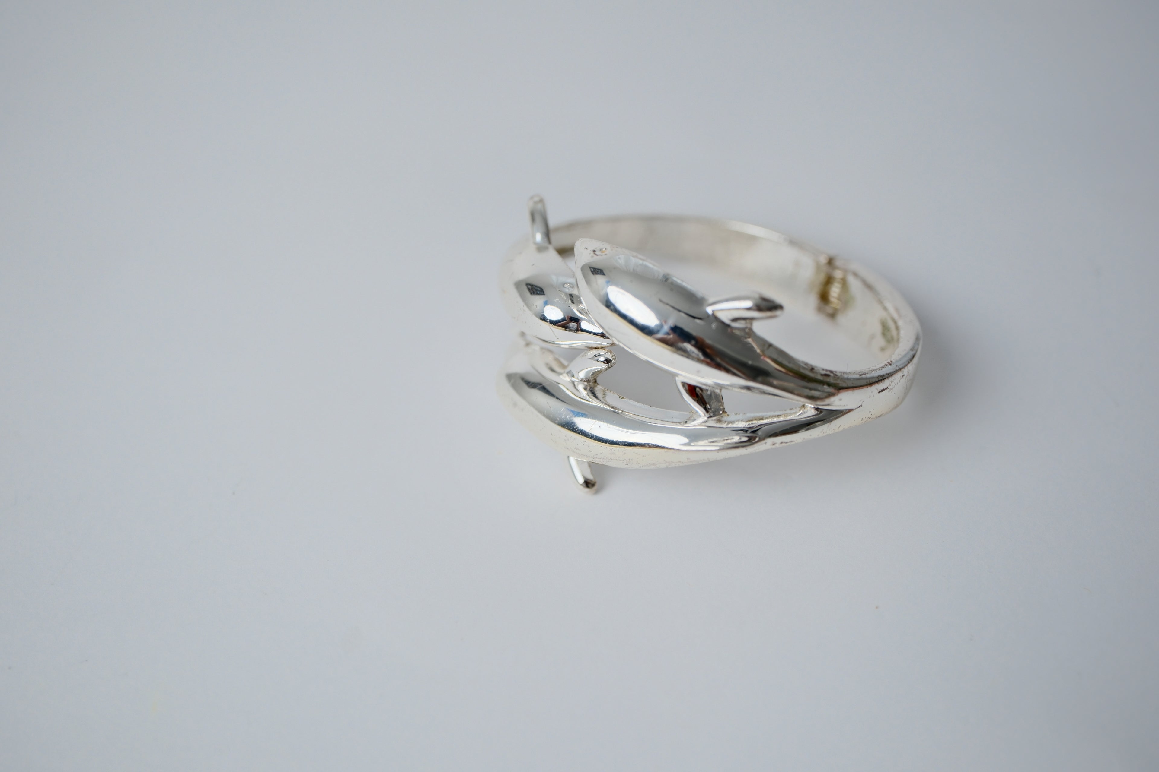 Vintage Sterling Silver Dolphin Wrap Bracelet