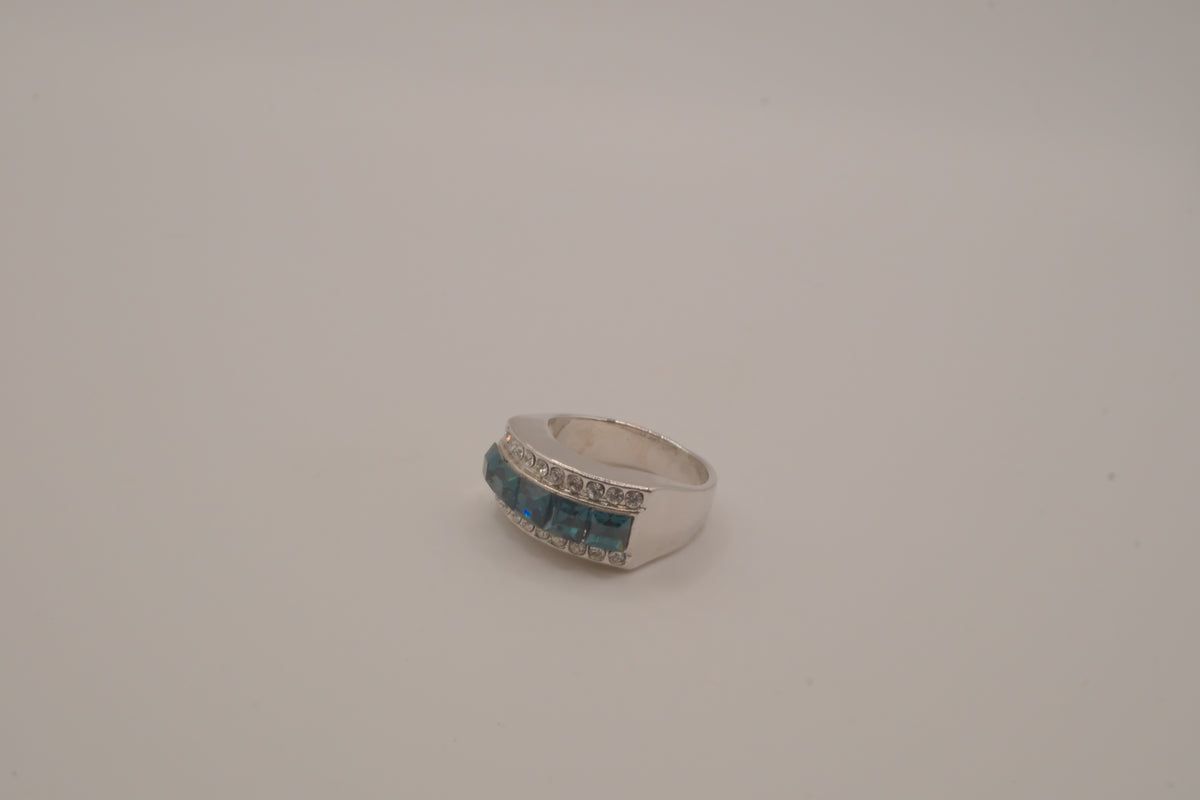 Triple-row channel and pavé set ring