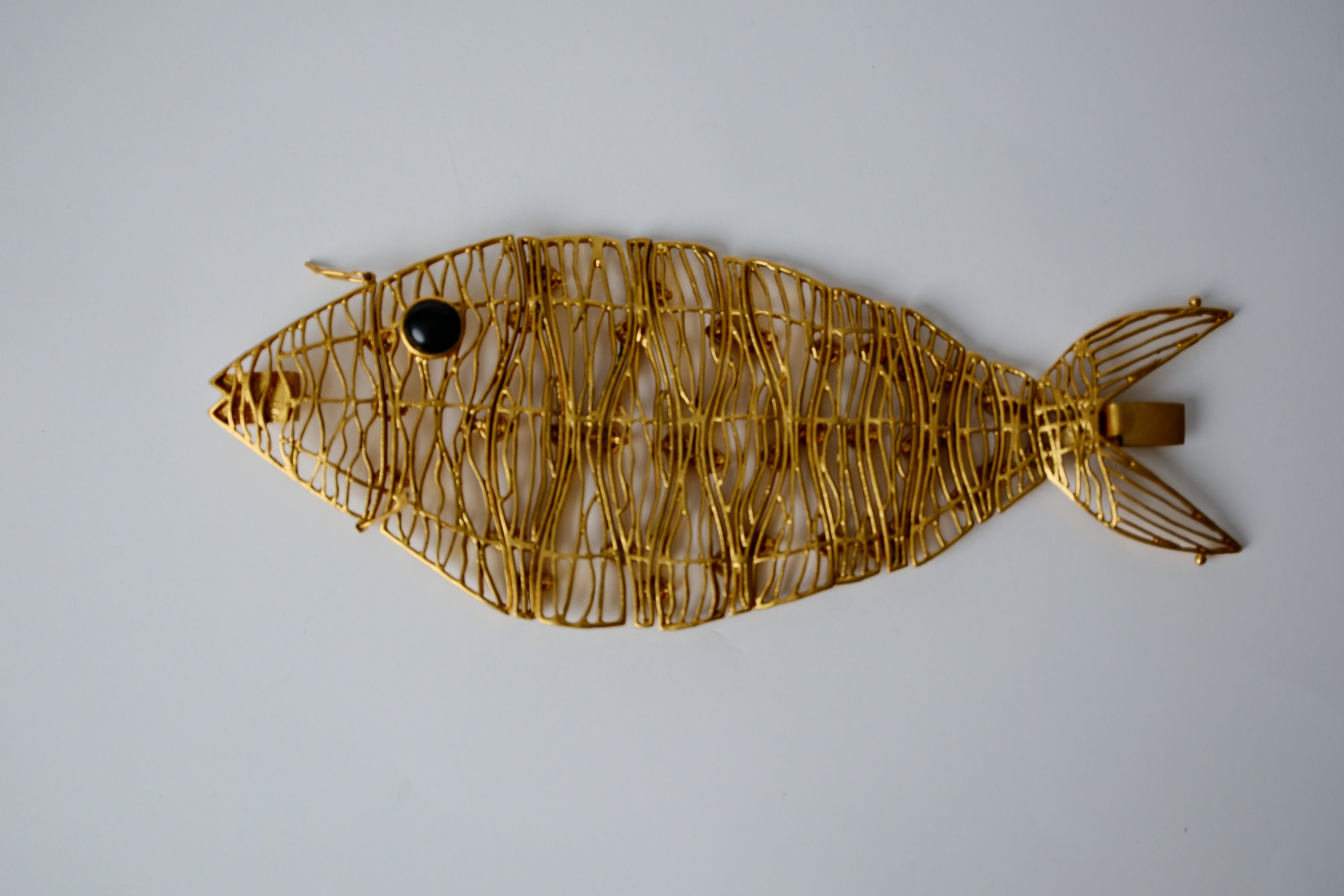 Gold Metal Fish Statement Bracelet