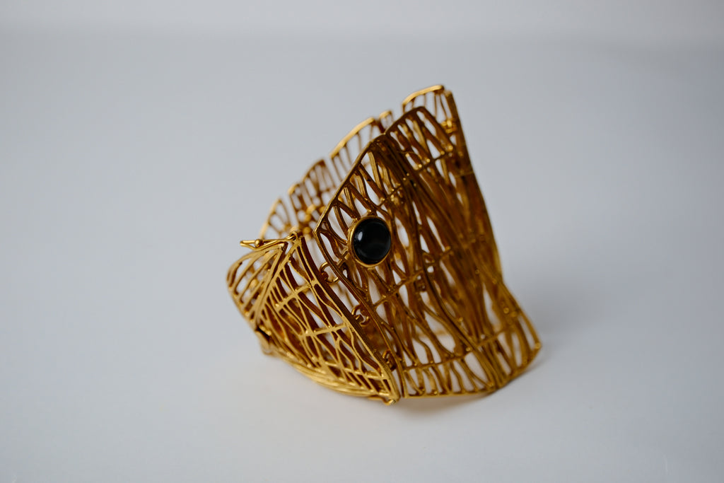Gold Metal Fish Statement Bracelet