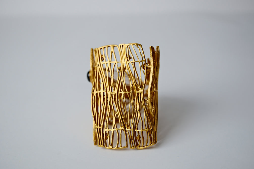 Gold Metal Fish Statement Bracelet