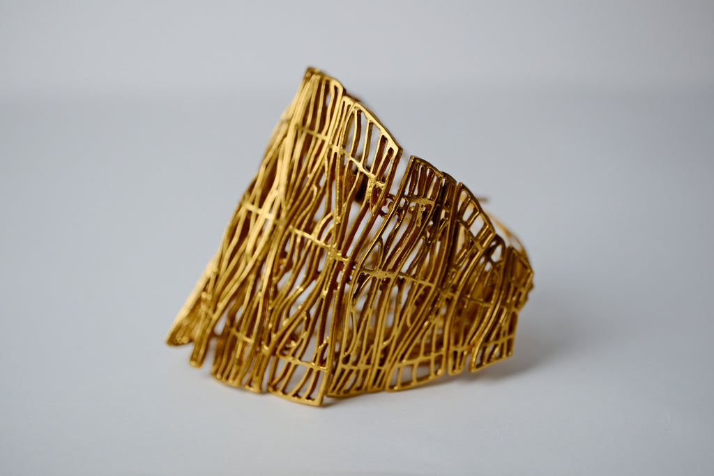 Gold Metal Fish Statement Bracelet