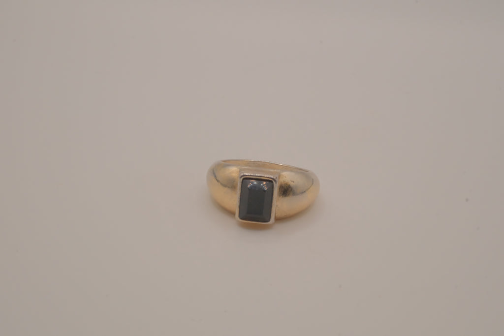 Rectangular-cut black hematite ring