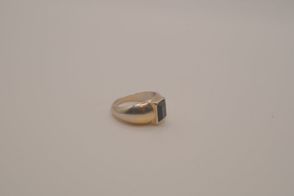 Rectangular-cut black hematite ring