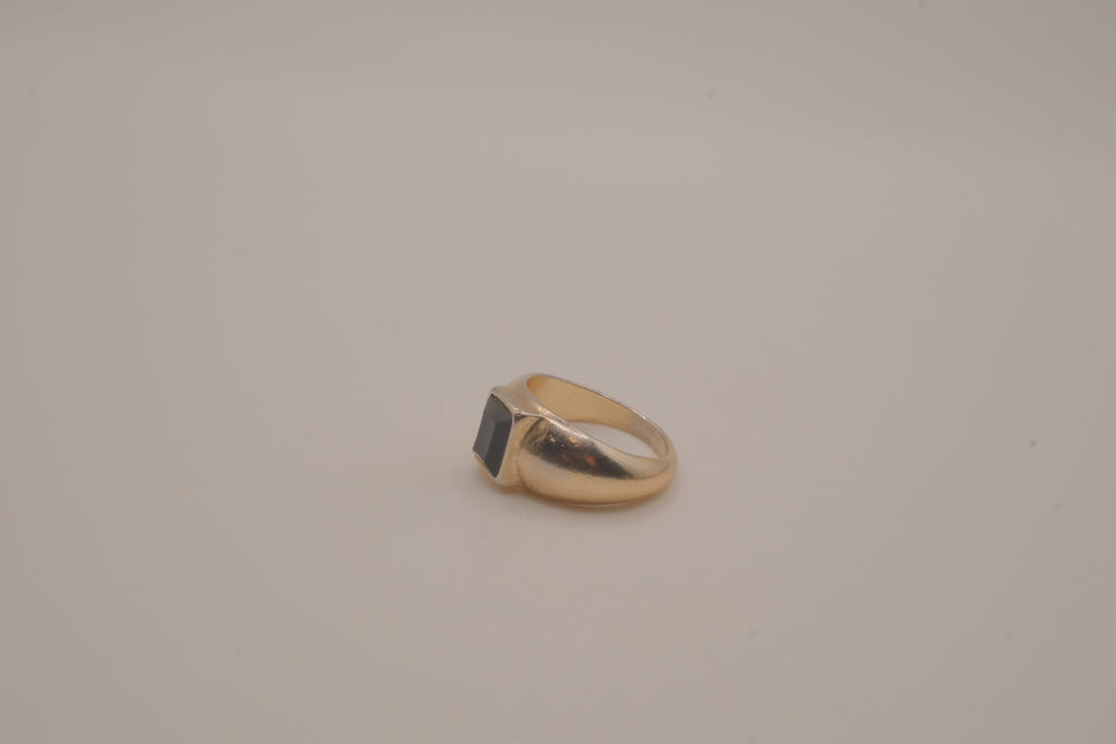 Rectangular-cut black hematite ring