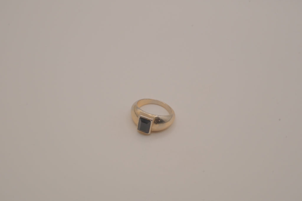 Rectangular-cut black hematite ring