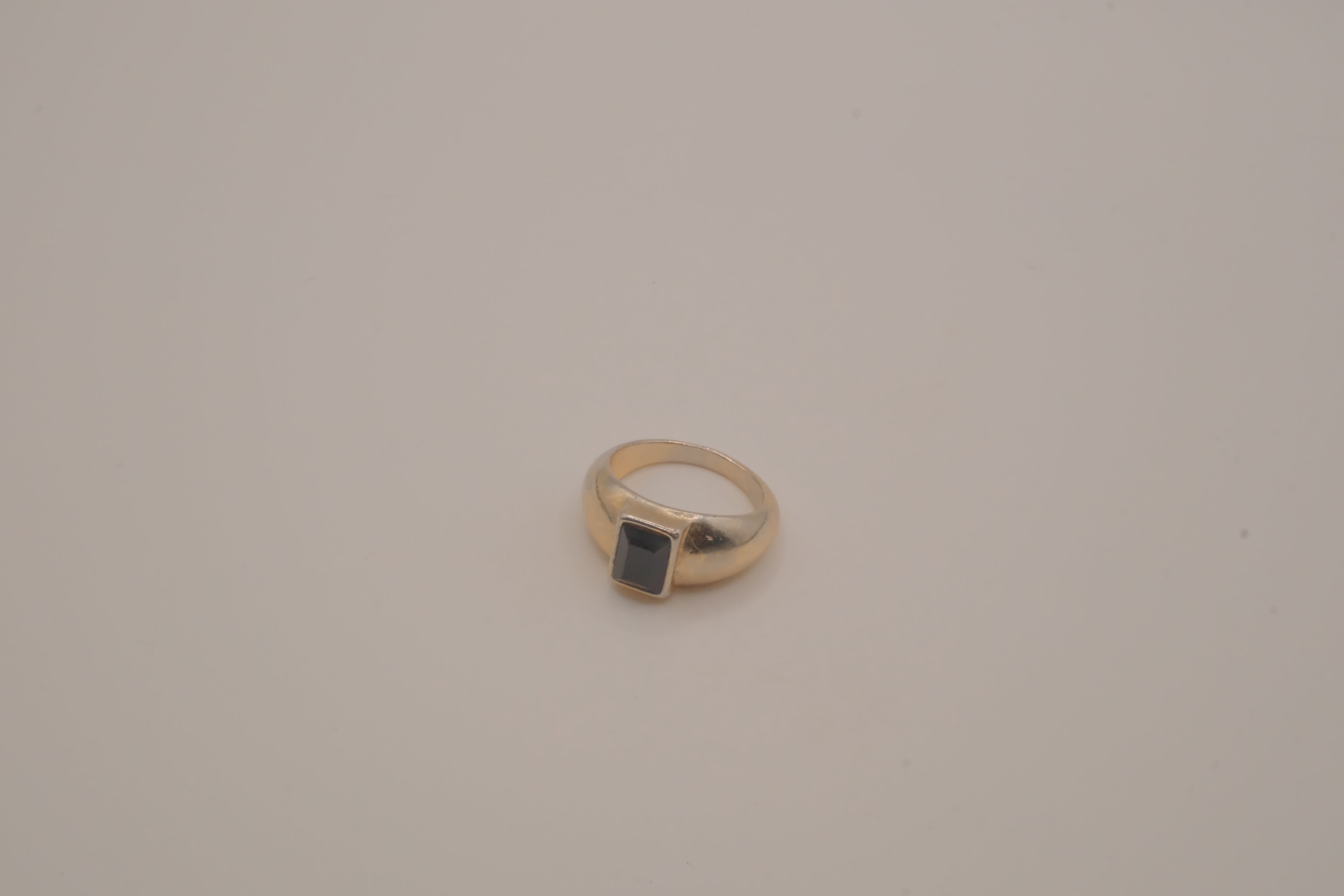 Rectangular-cut black hematite ring