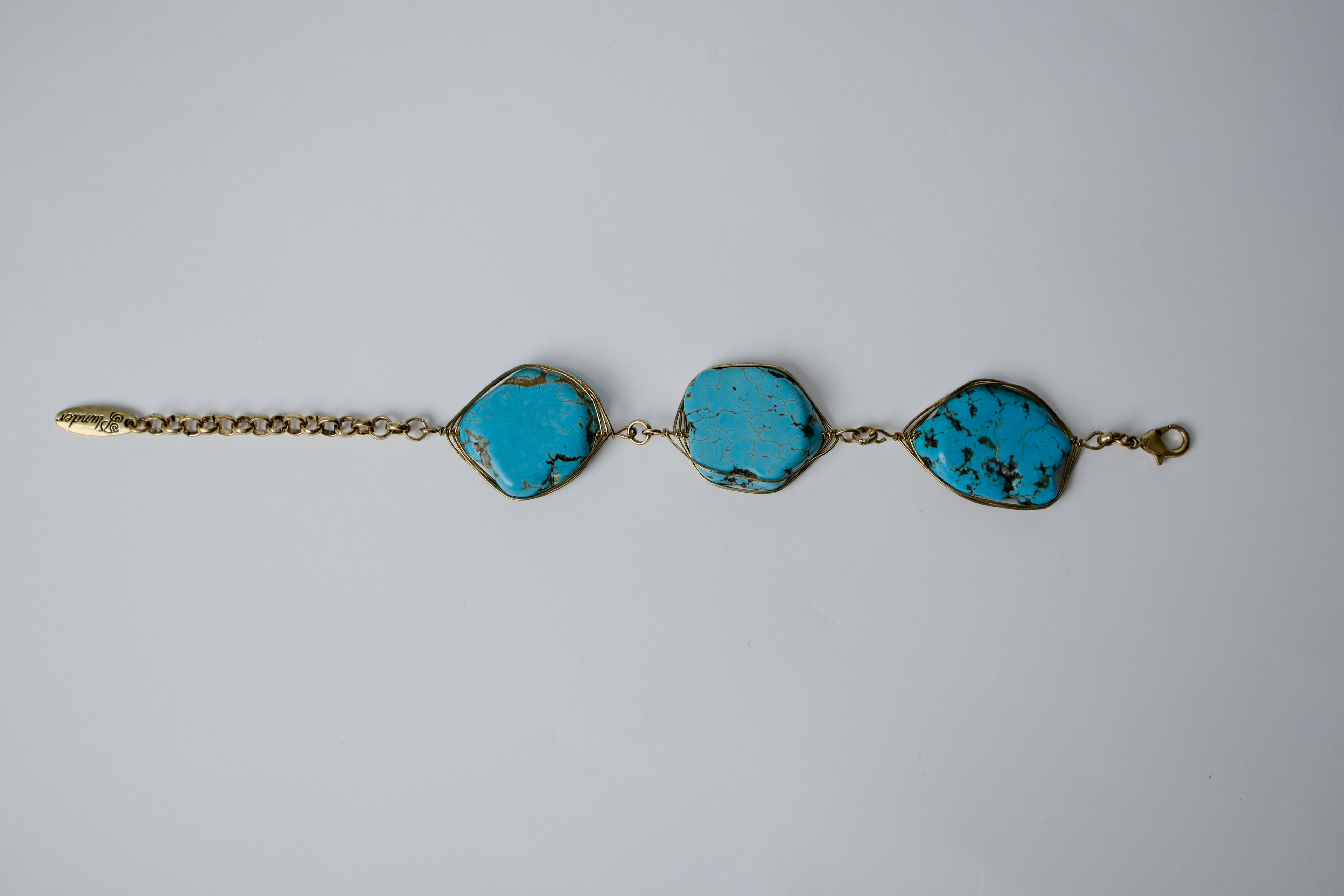 Vintage Hancrafted Plunder Turquoise Stone Bracelet