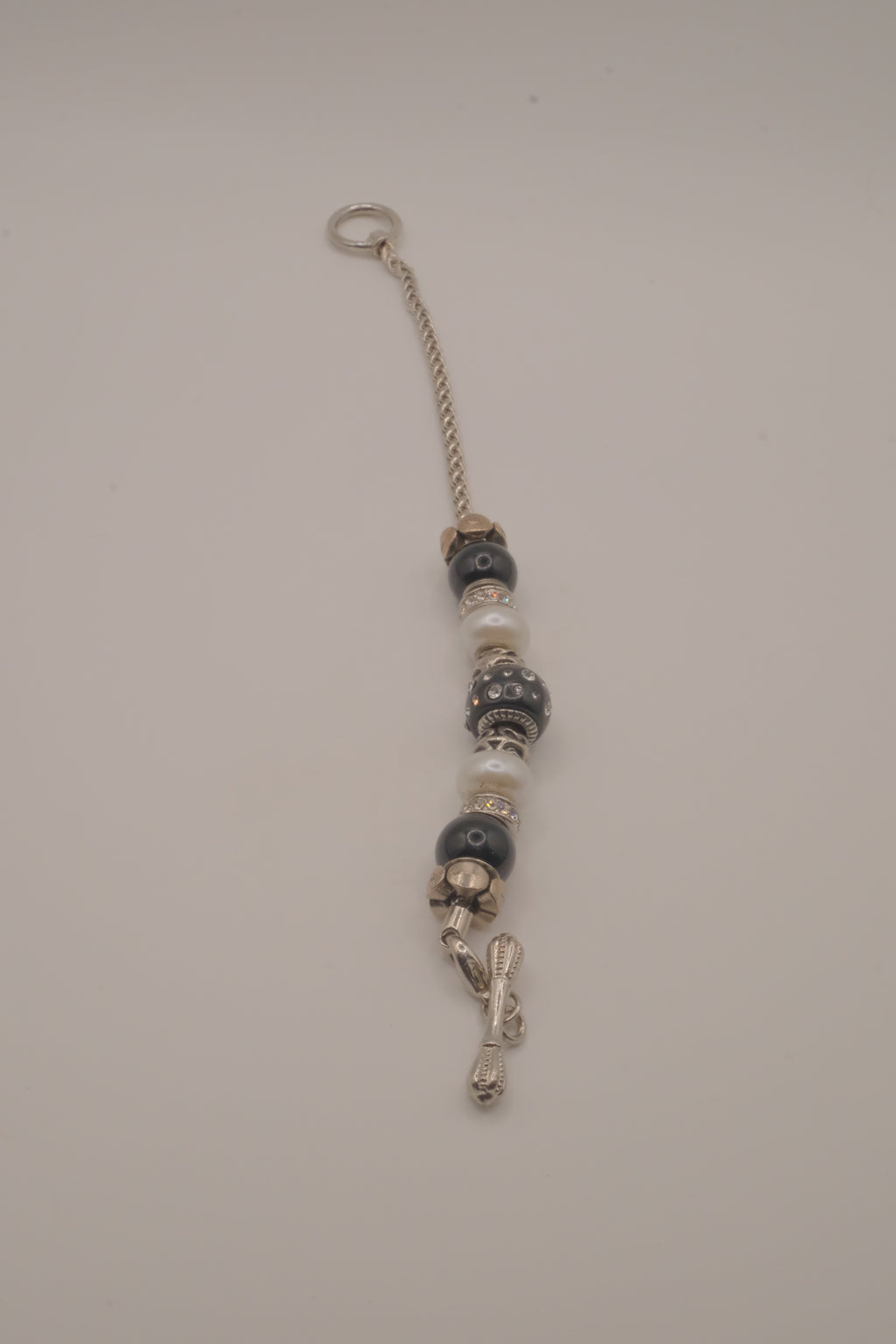 European-style black and white charm bracelet