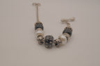 European-style black and white charm bracelet