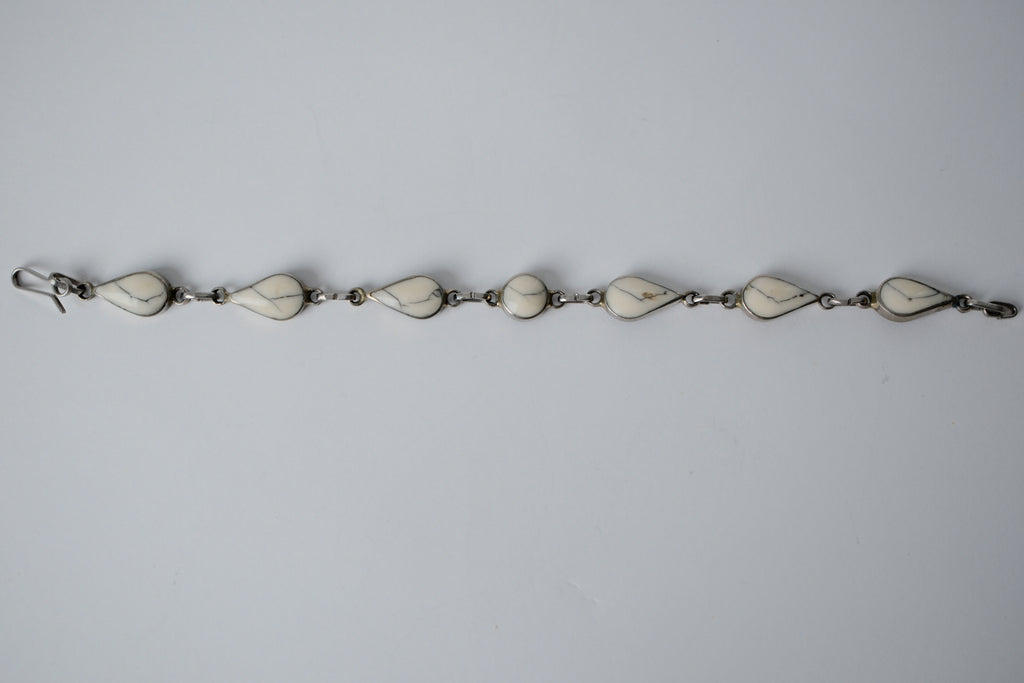 Vintage Howlite Silver Bracelet
