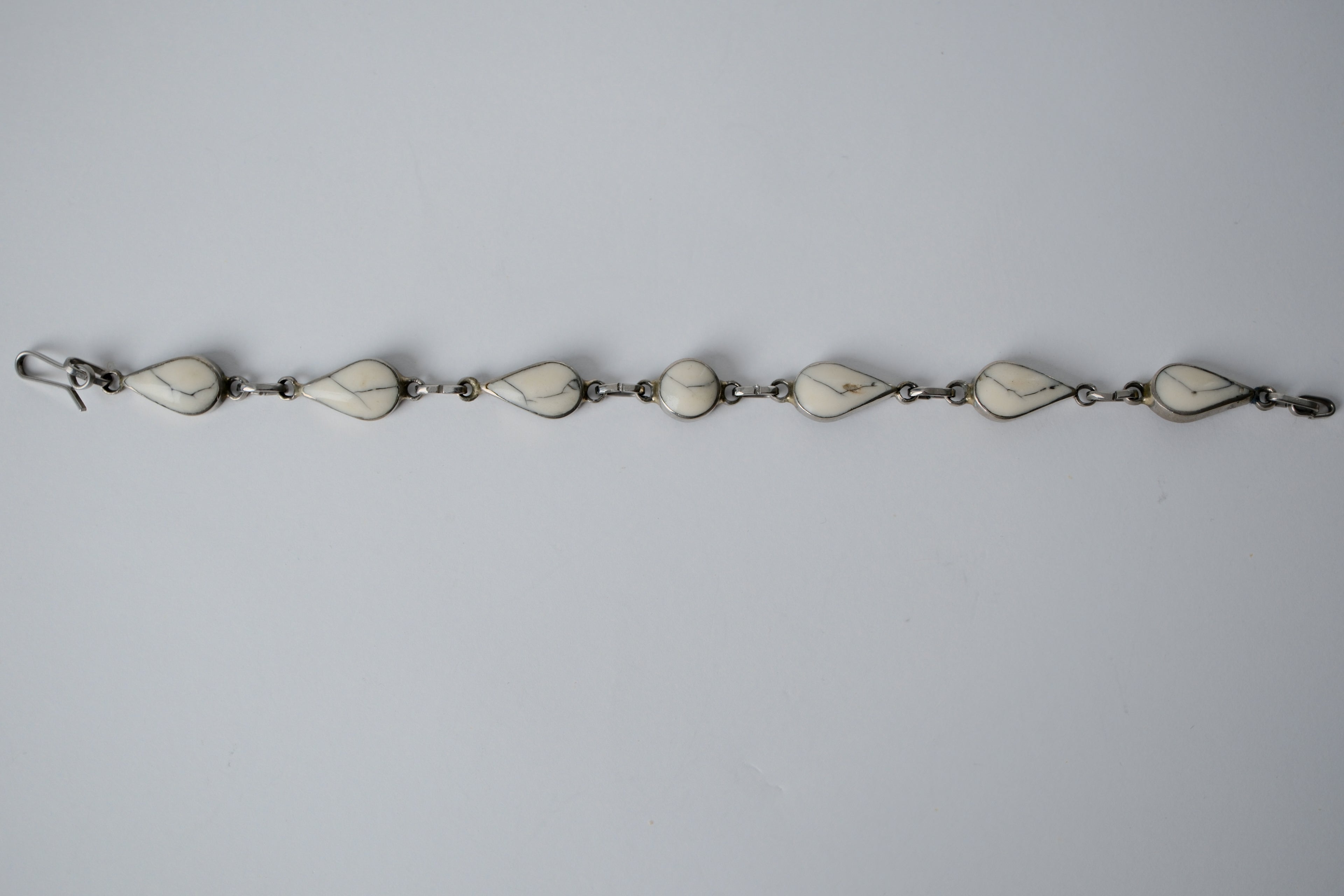 Vintage Howlite Silver Bracelet