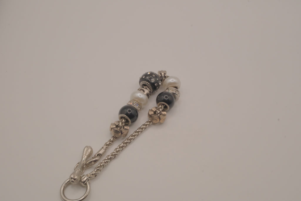 European-style black and white charm bracelet