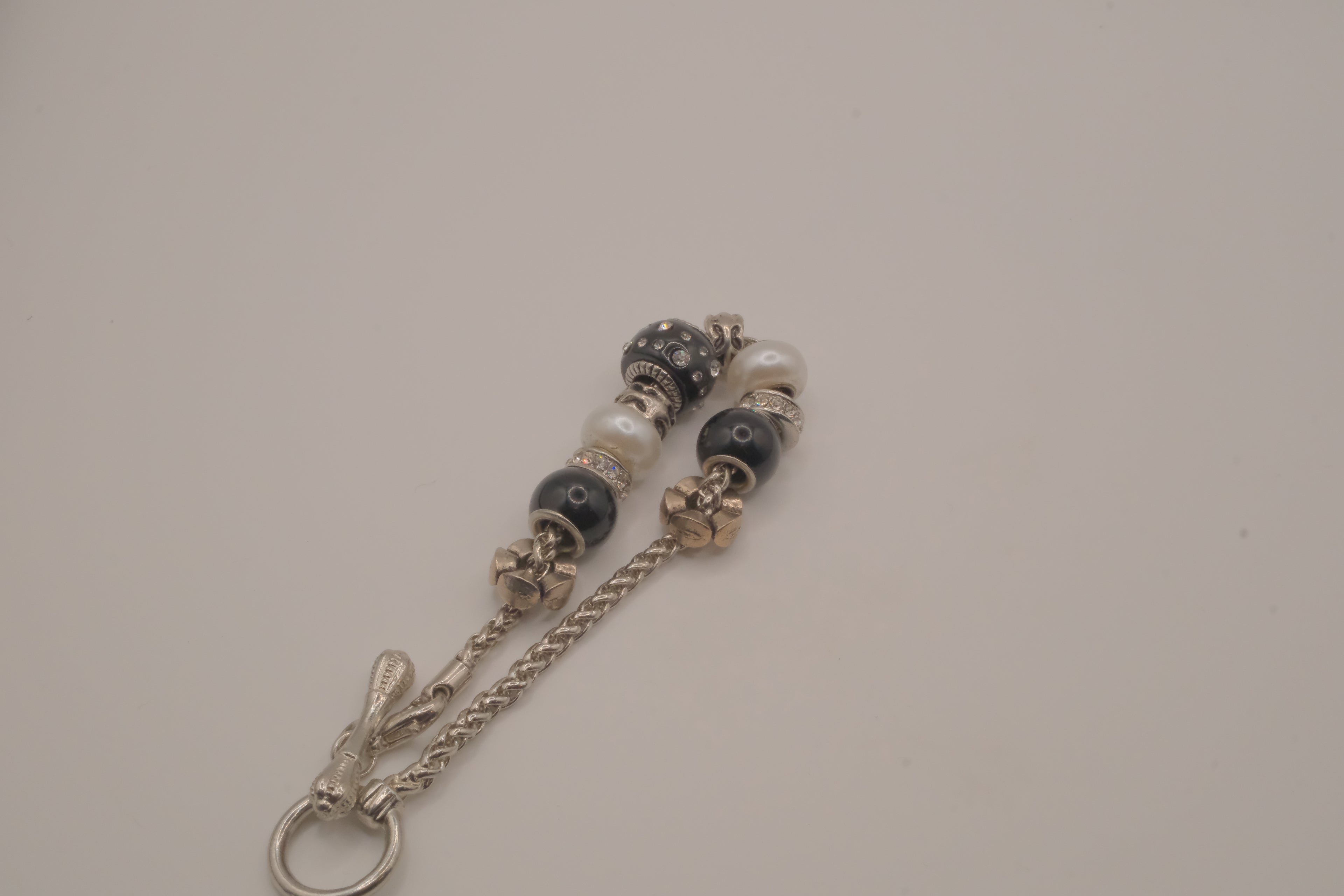 European-style black and white charm bracelet
