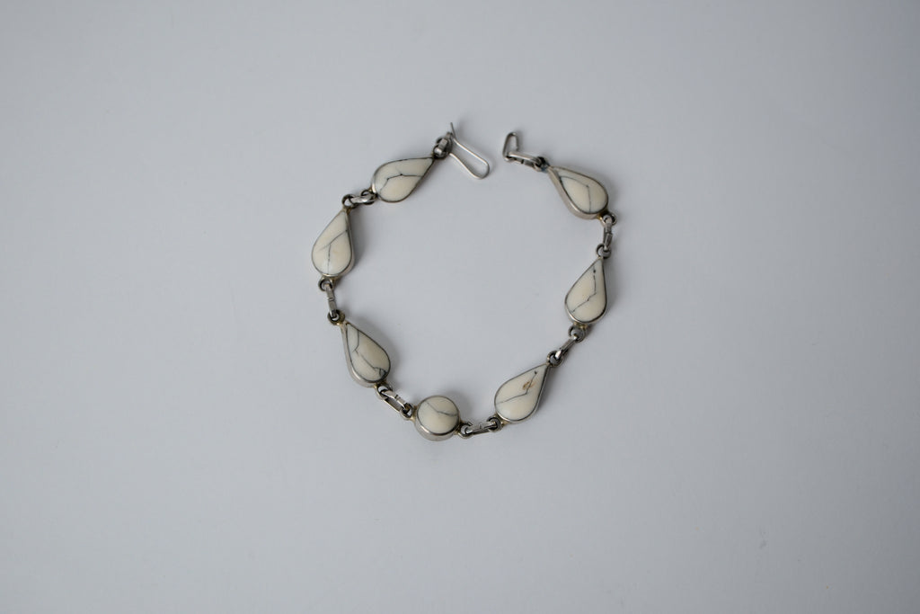 Vintage Howlite Silver Bracelet