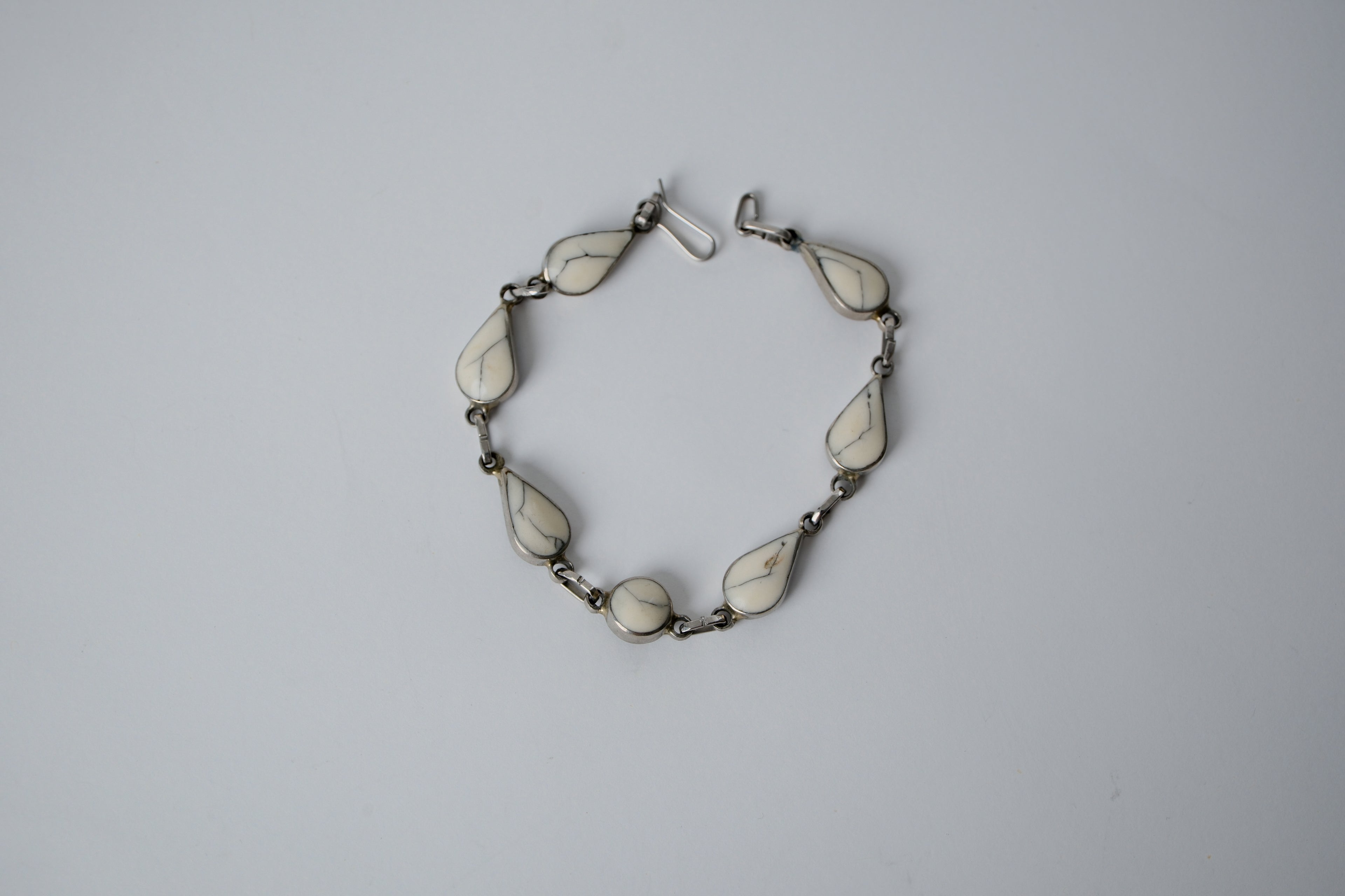 Vintage Howlite Silver Bracelet