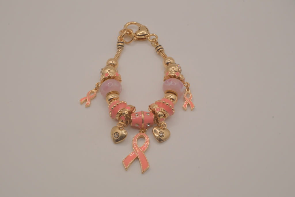 Pandora style Breast cancer awareness charm bracelet