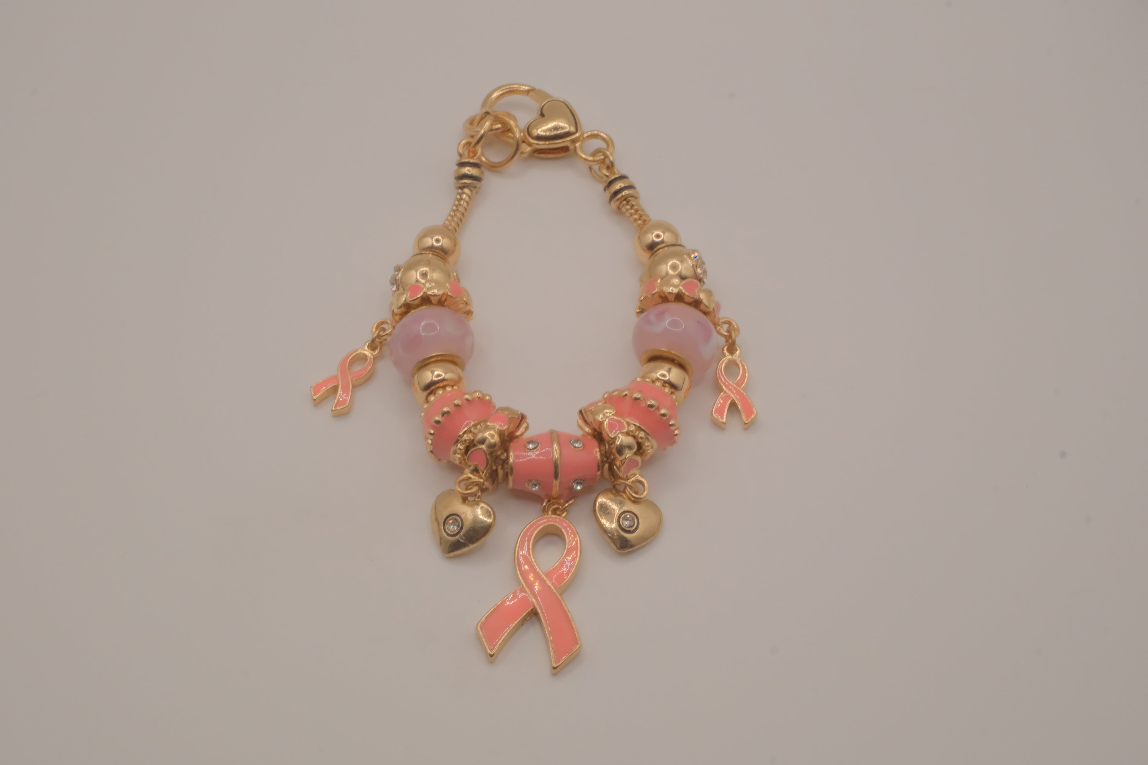 Pandora style Breast cancer awareness charm bracelet