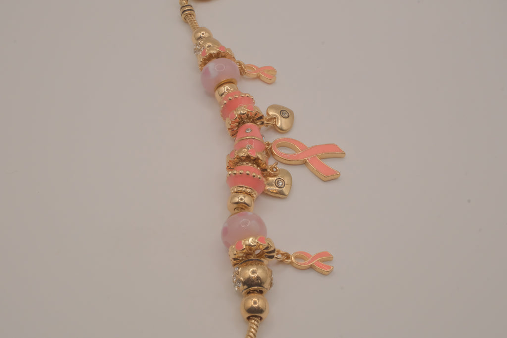 Pandora style Breast cancer awareness charm bracelet