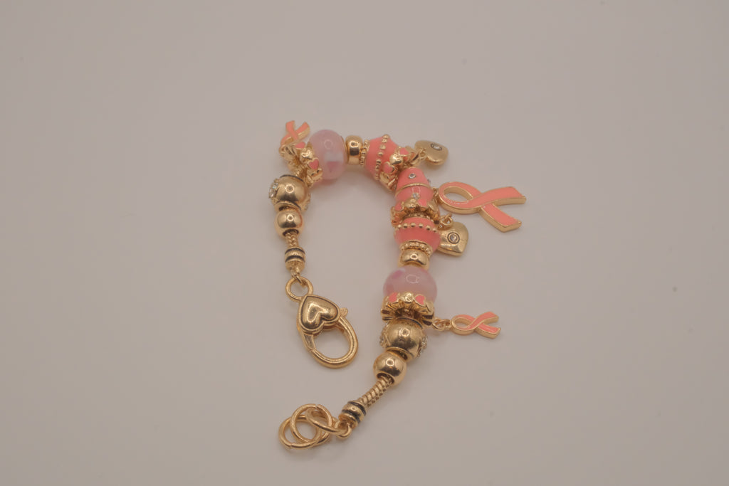 Pandora style Breast cancer awareness charm bracelet