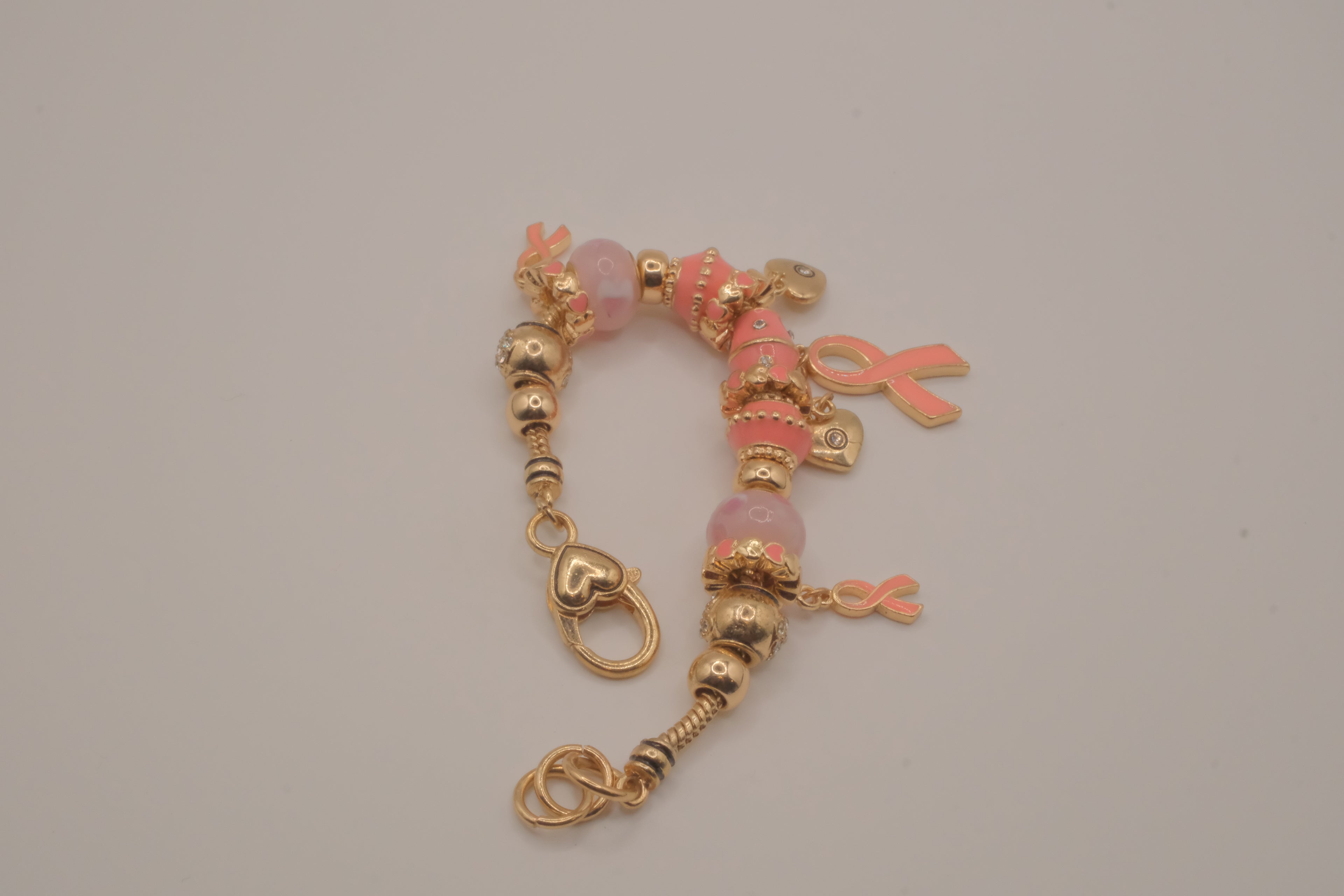 Pandora style Breast cancer awareness charm bracelet