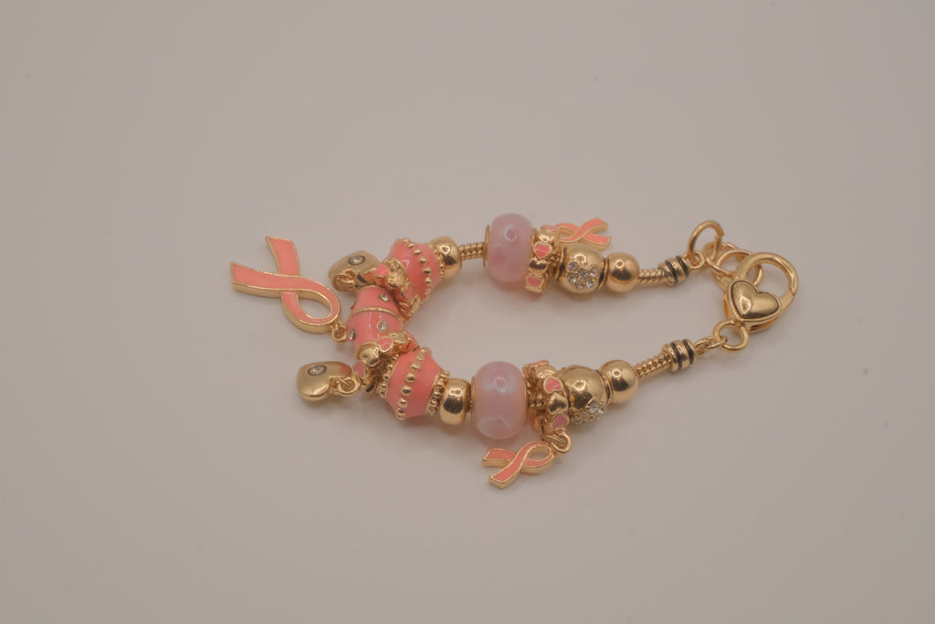 Pandora style Breast cancer awareness charm bracelet