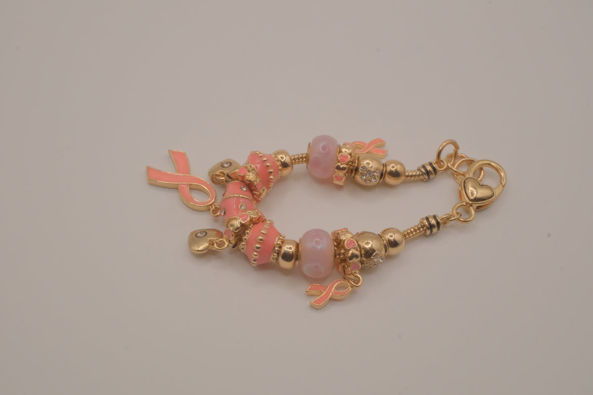 Pandora style Breast cancer awareness charm bracelet