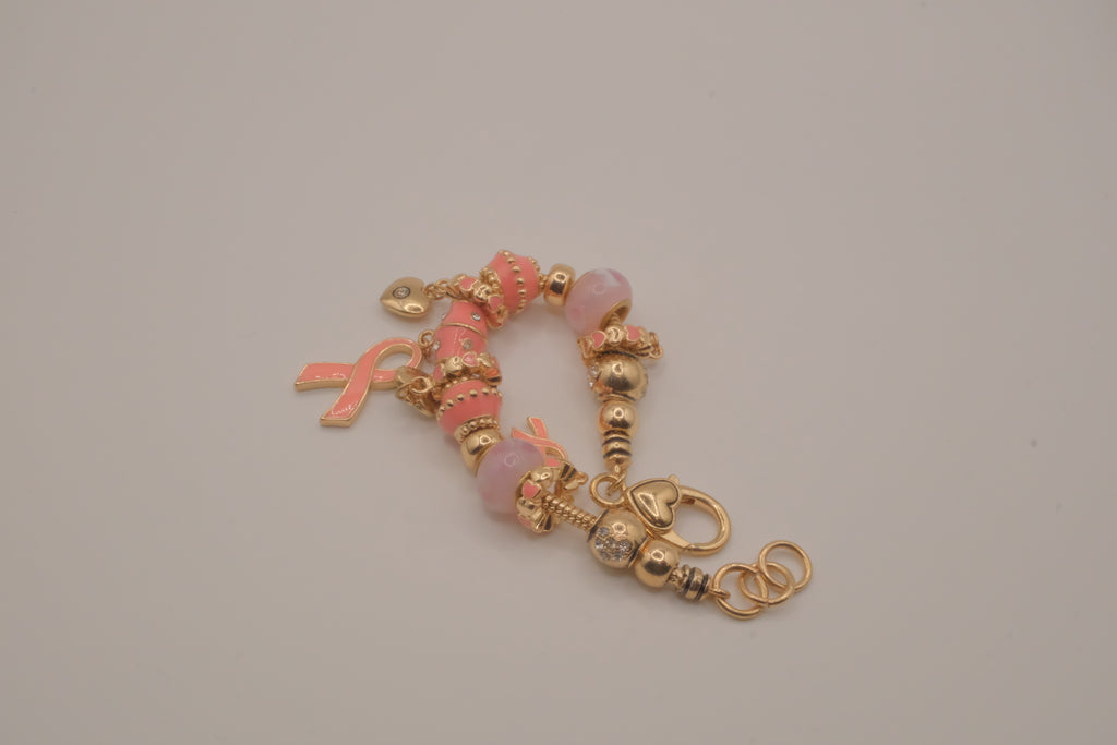 Pandora style Breast cancer awareness charm bracelet