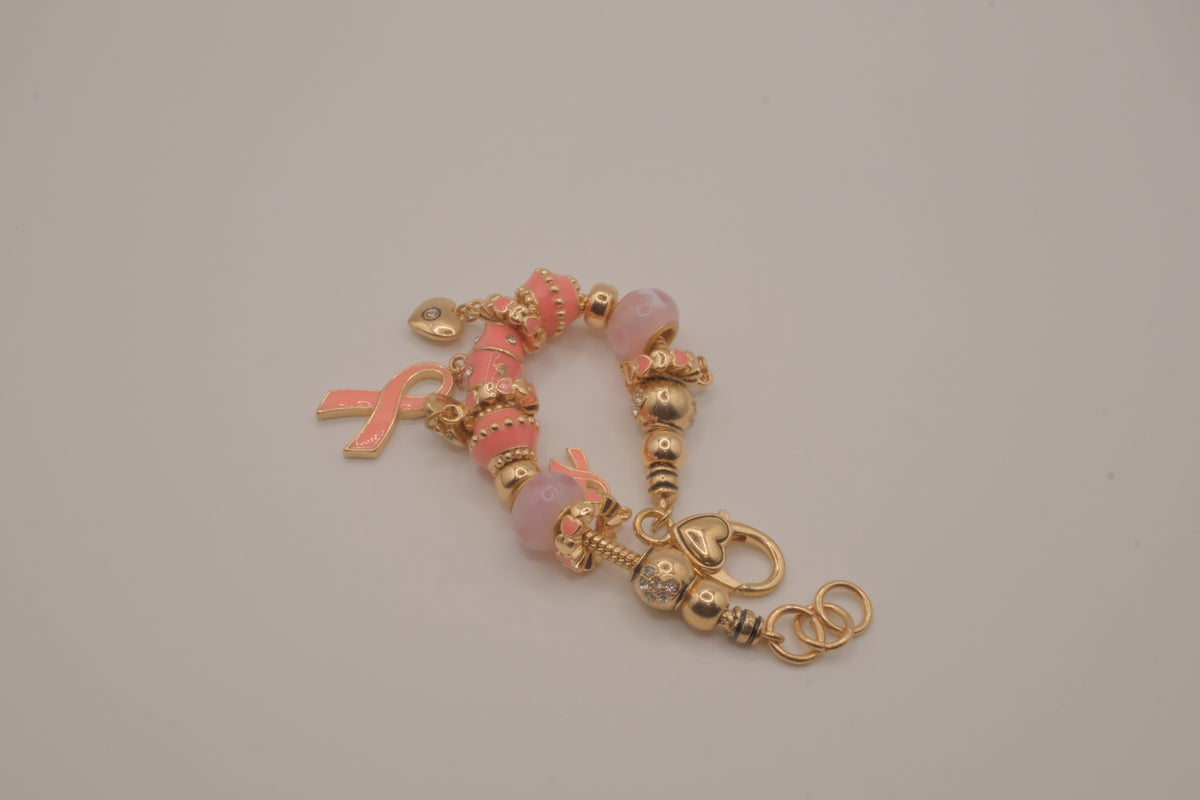 Pandora style Breast cancer awareness charm bracelet