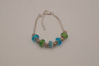 Pandora style Green and Blue charm bracelet