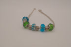 Pandora style Green and Blue charm bracelet