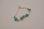 Pandora style Green and Blue charm bracelet