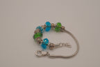 Pandora style Green and Blue charm bracelet