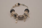 Pandora style Black and silver charm bracelet
