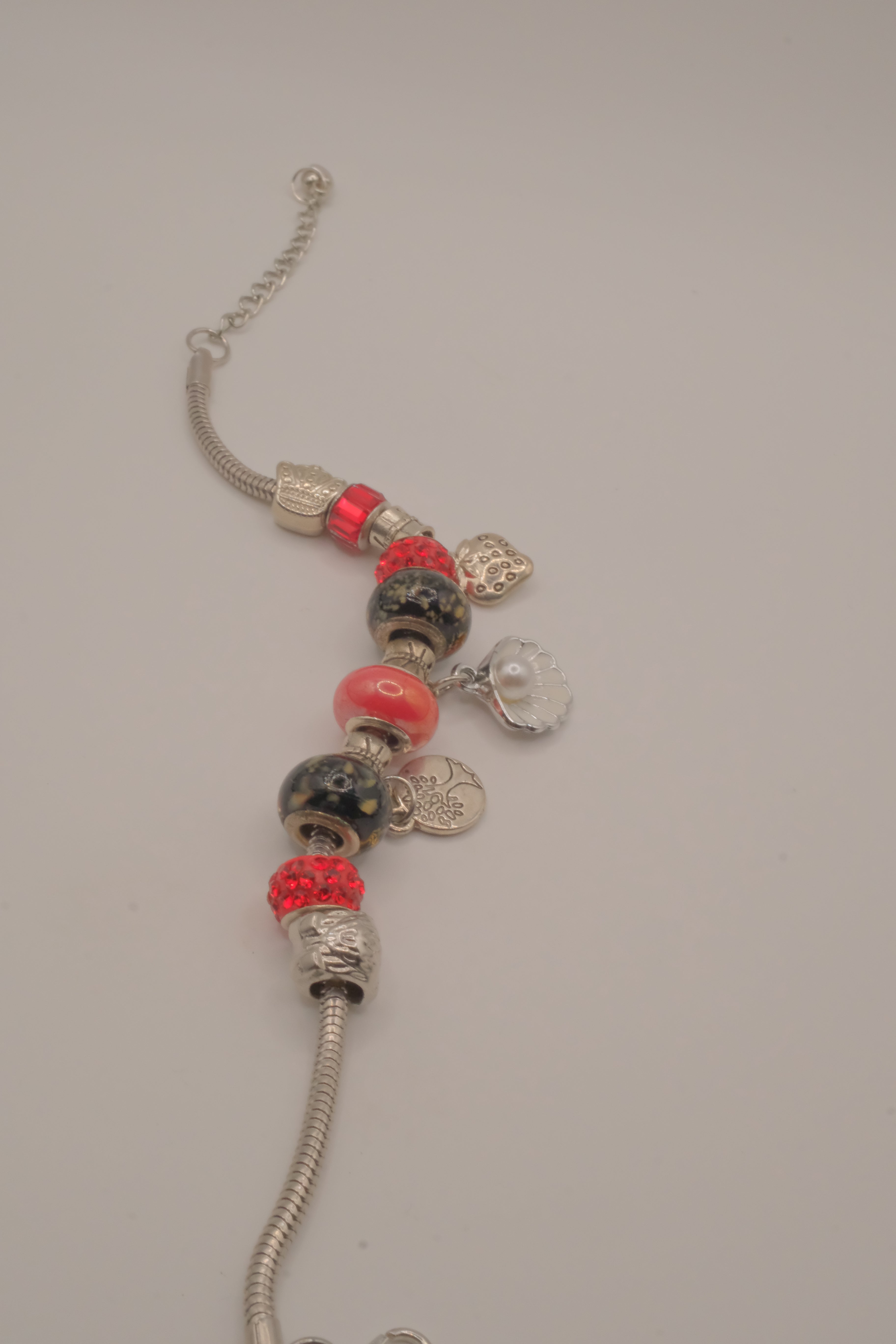 Pandora style Black and Red charm bracelet