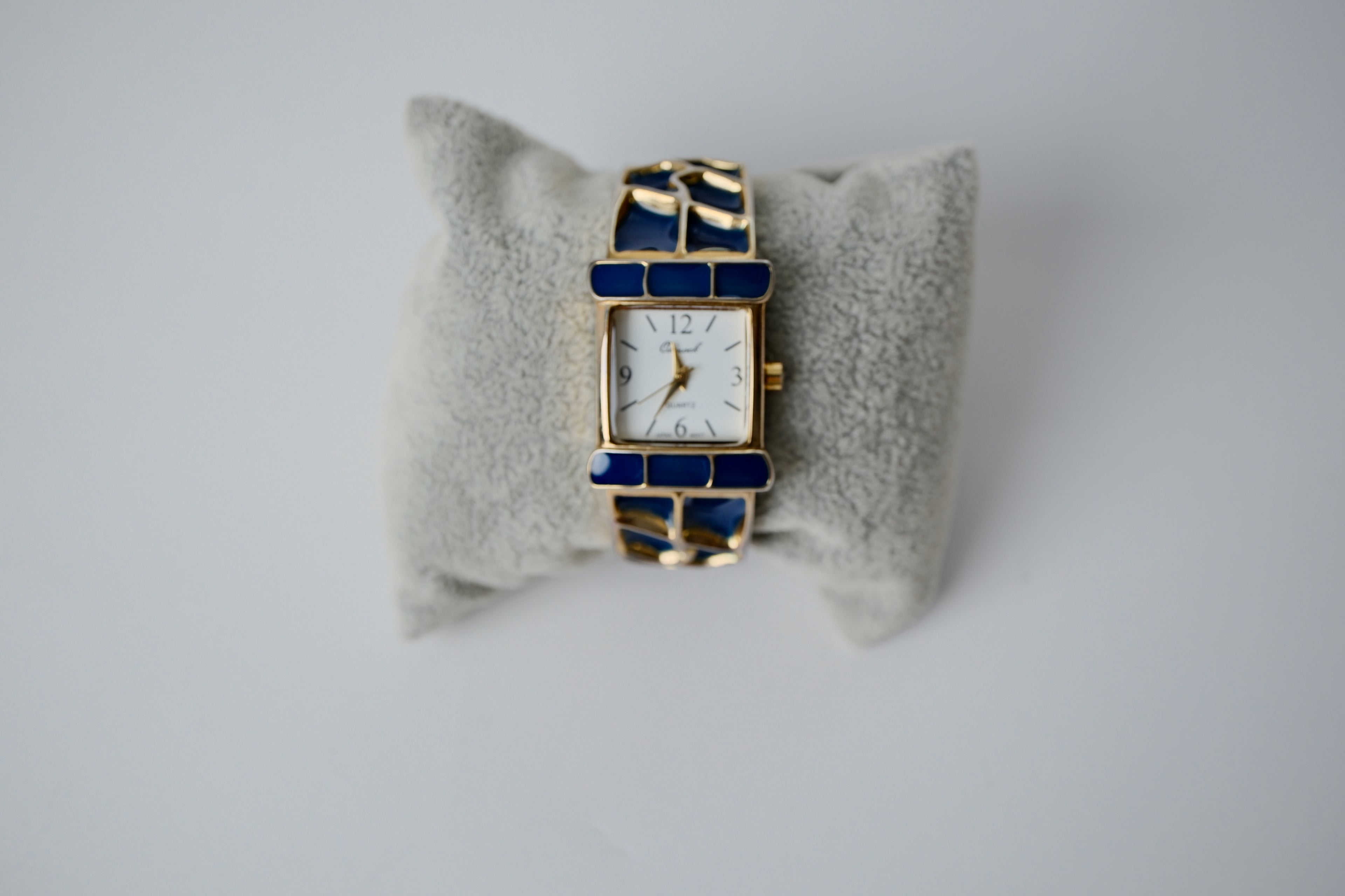 Vintage Joan Rivers Blue and Gold Bangle Watch